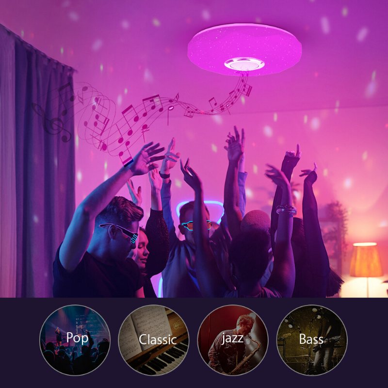 Bw-lt39 Led Smart Bluetooth-högtalare Taklampa Med Huvudljus Och Rgb-atmosfärsljus 2700-6500k Justerbar Temperatur App Fjärrkontroll Partymusikläge Timingfunktion