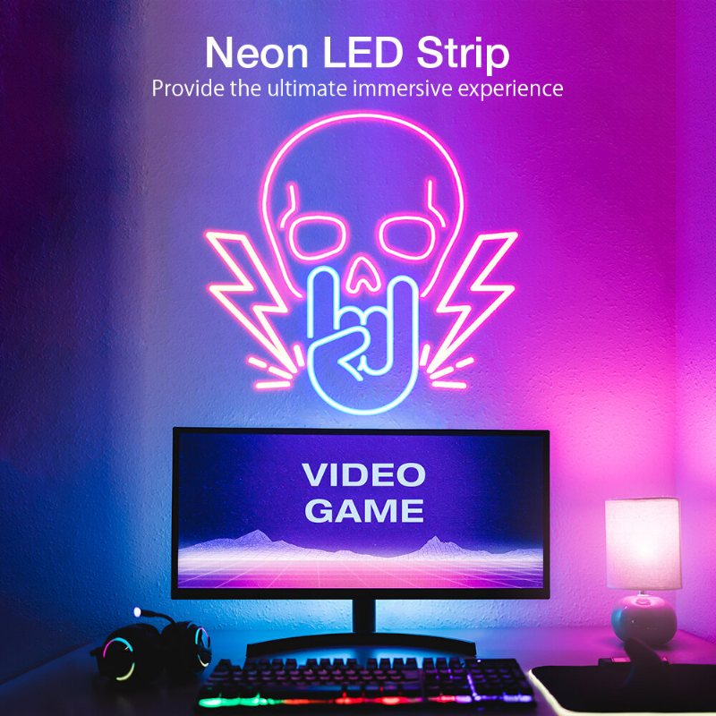 Bw-nl1 Neon Led Strip 3m Rgbic-ljus Med Music Sync Gör-det-själv-design App & Fjärrkontroll Arbeta Med Alexa Google Assistant Strip-ljus För Spel I Vardagsrummet Väggdekoration