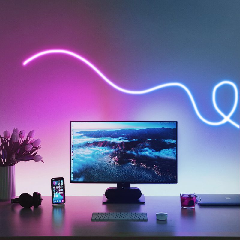 Bw-nl1 Neon Led Strip 3m Rgbic-ljus Med Music Sync Gör-det-själv-design App & Fjärrkontroll Arbeta Med Alexa Google Assistant Strip-ljus För Spel I Vardagsrummet Väggdekoration