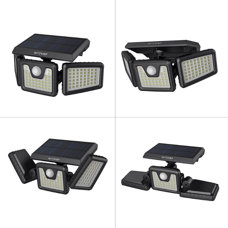 Bw-olt4 Roterbar 3 Huvuden Justerbar Vattentät 120°pir-sensor Solar Flood Light 6500k Vitt Ljus