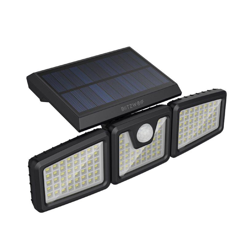 Bw-olt4 Roterbar 3 Huvuden Justerbar Vattentät 120°pir-sensor Solar Flood Light 6500k Vitt Ljus