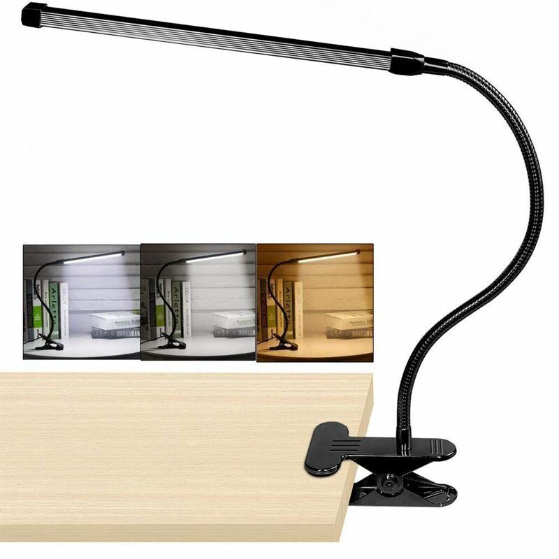 Clip-on Led-lampa Usb Skrivbord Sängbord Läsbok Led Dimbar Ljus