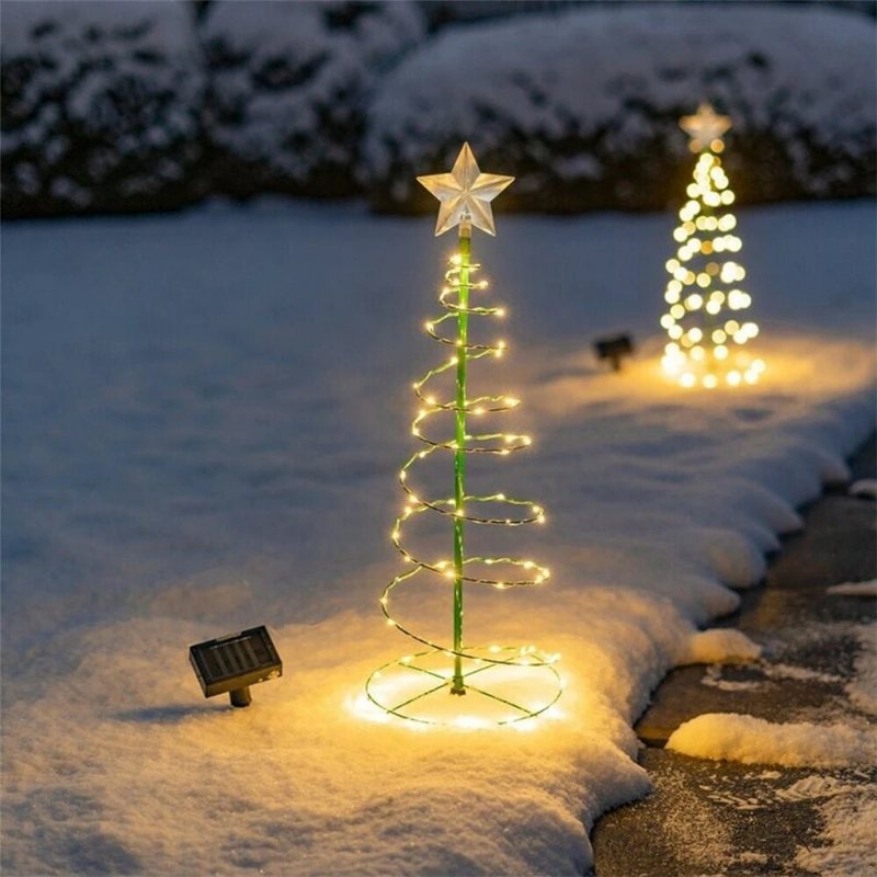 Creative Christmas Tree Lights Spiral Led Light Outdoor Xmas Decor Noel