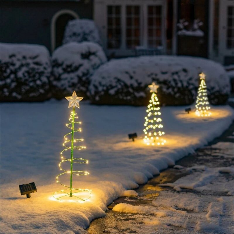 Creative Christmas Tree Lights Spiral Led Light Outdoor Xmas Decor Noel