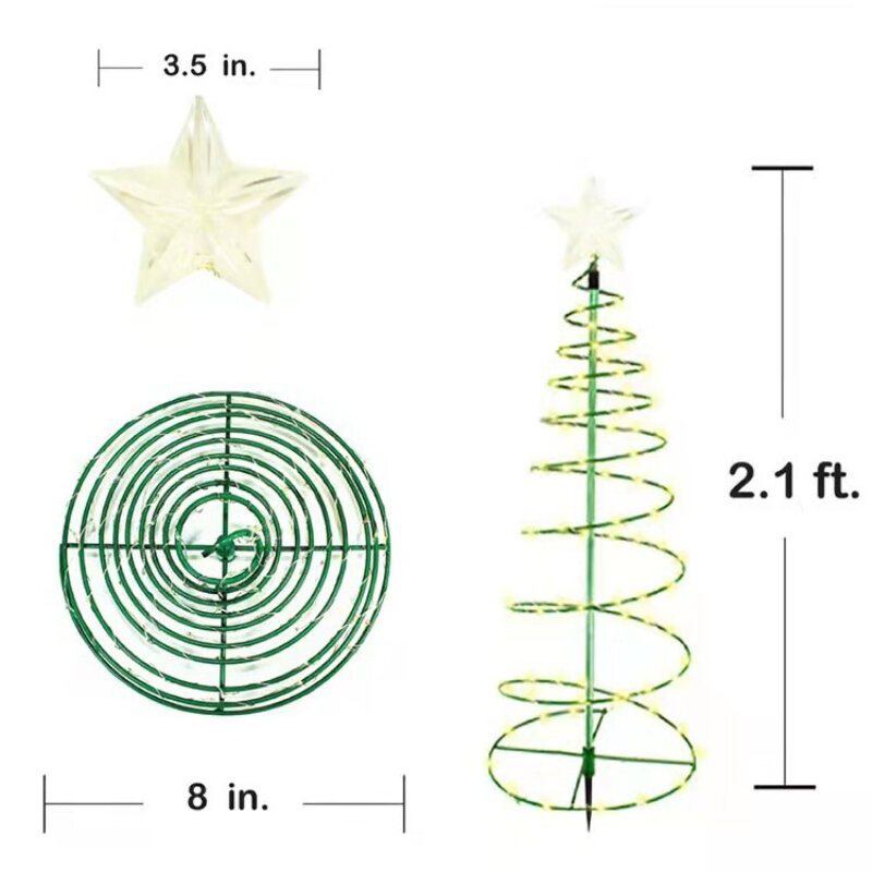 Creative Christmas Tree Lights Spiral Led Light Outdoor Xmas Decor Noel