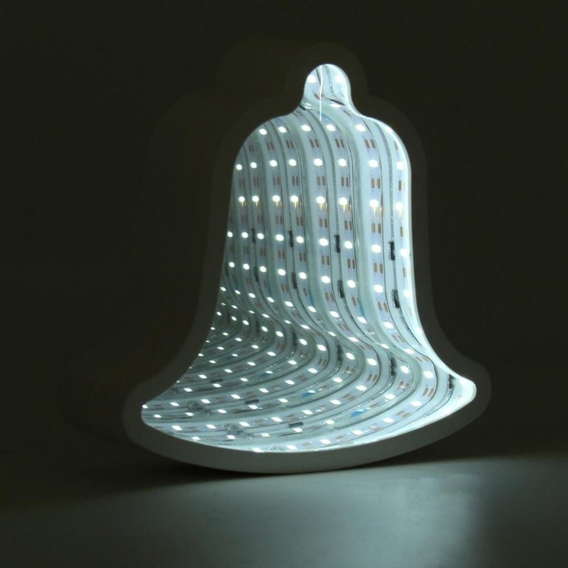 Creative Cute Bell Spegellampa Led Tunnel Nattljus För Kid Gift Atmosphere Light Vit/varmvit