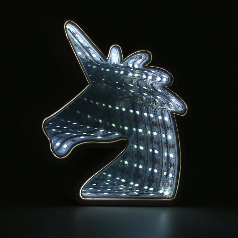 Creative Cute Unicorn Mirror Lamp Led Tunnel Night Light For Kid Atmosphere Vit/varmvit