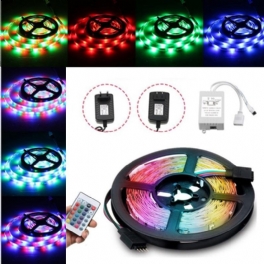 Dc12v 24w 2a 5m Vattentät Smd3528 Rgb Led Strip Lights Us Eu Strömadapter + 24 Nycklar Fjärrkontroll