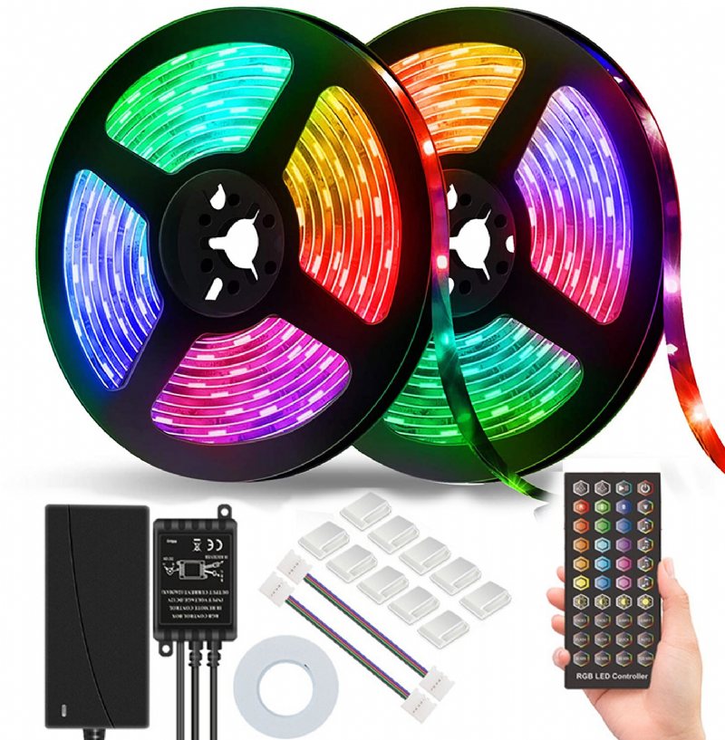 Dc12v 5m/10m 5050 Rgb Timer Funktion Led Strip Light Vattentät Med 40keys Fjärrkontroll + Musikkontroll