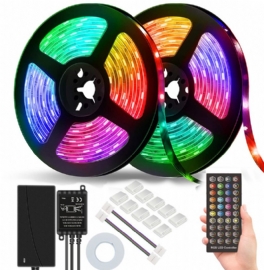 Dc12v 5m/10m 5050 Rgb Timer Funktion Led Strip Light Vattentät Med 40keys Fjärrkontroll + Musikkontroll