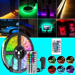 Dc12v 5m 2835 Smd Rgb Icke-vattentät Led Strip Light + 24keys Eller 44keys Ir Fjärrkontroll + Strömadapter