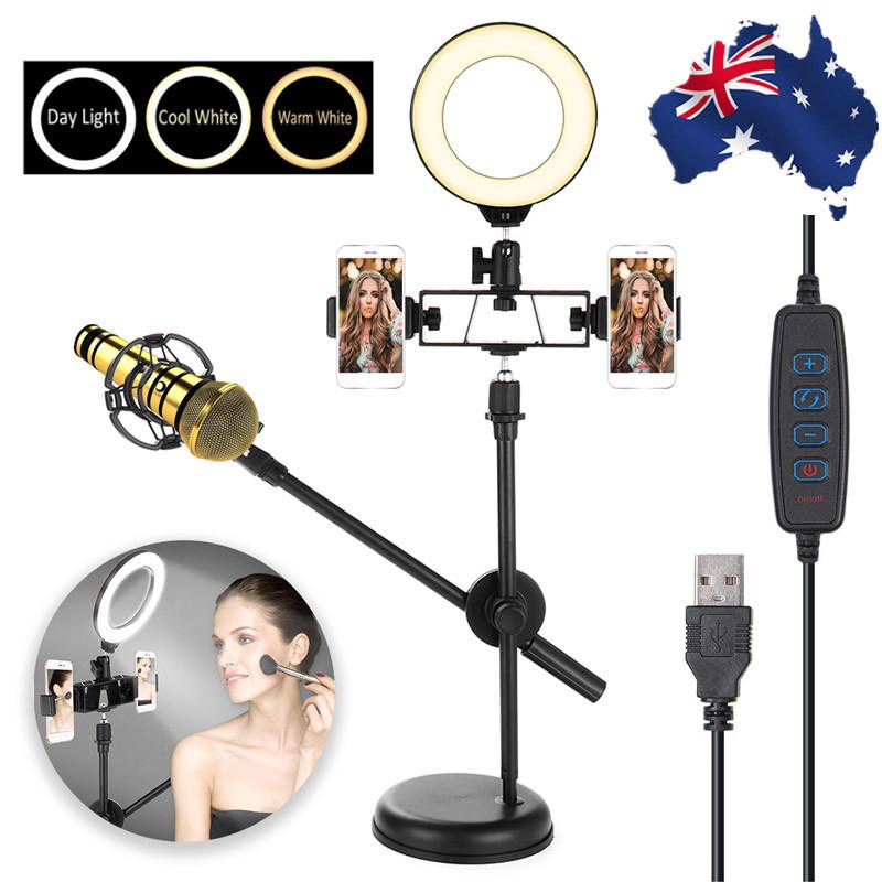 Dimbar Led Ring Light Kit+light Stand 6500k Kamera Foto Video Bordslampa