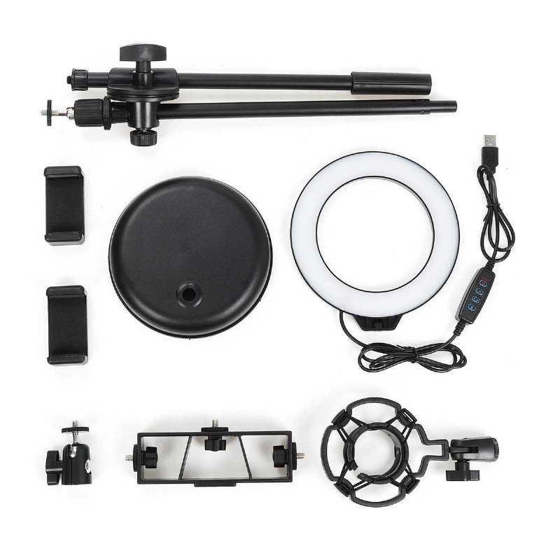 Dimbar Led Ring Light Kit+light Stand 6500k Kamera Foto Video Bordslampa