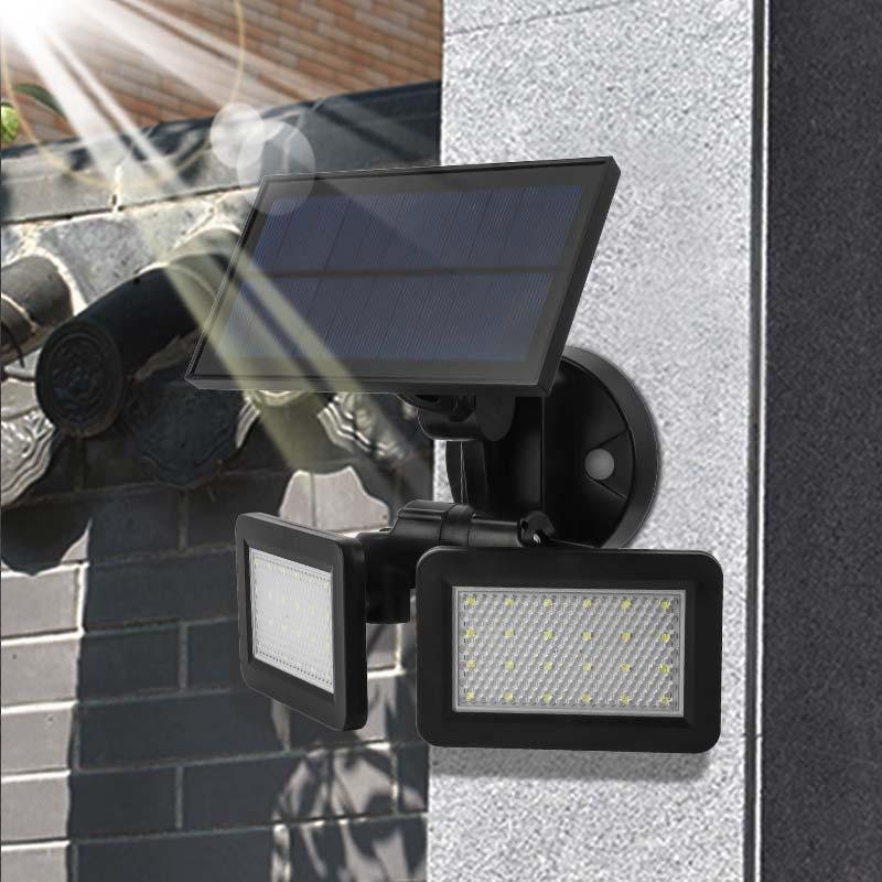 Dual Head 48 Led 450lm Solar Vägglampa Utomhus Led Pir Rörelsesensor Säkerhet Landskapslampa