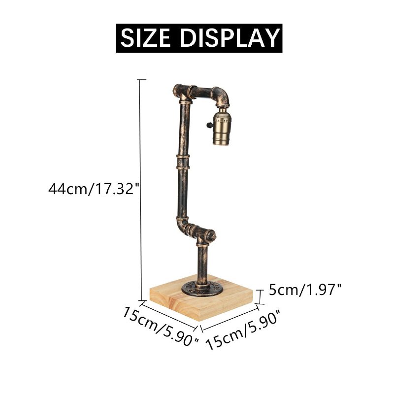 E26 Industriell Retro Järn Bordslampa Trä Vardagsrum Sängbord Ljusdekor