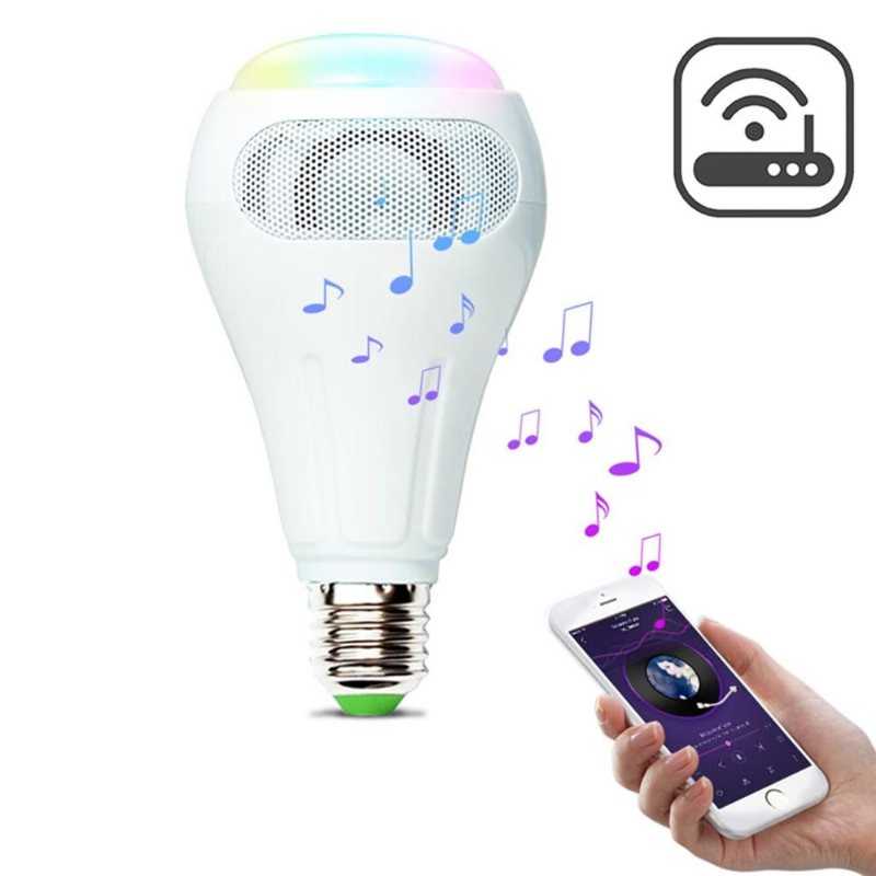 E27 12w Rgb+w+ww Smart Wifi App Styrning Led-lampa-högtalare Arbeta Med Alexa Ac110-240v