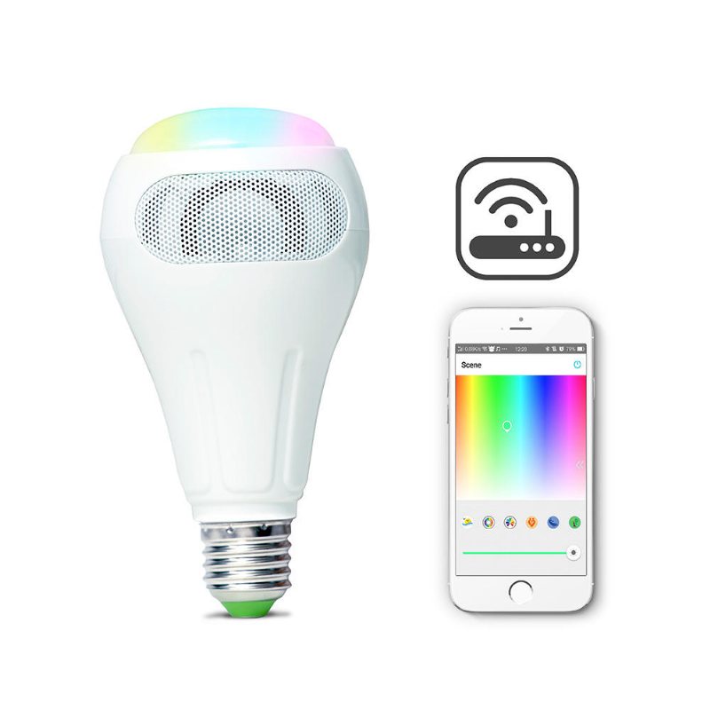 E27 12w Rgb+w+ww Smart Wifi App Styrning Led-lampa-högtalare Arbeta Med Alexa Ac110-240v