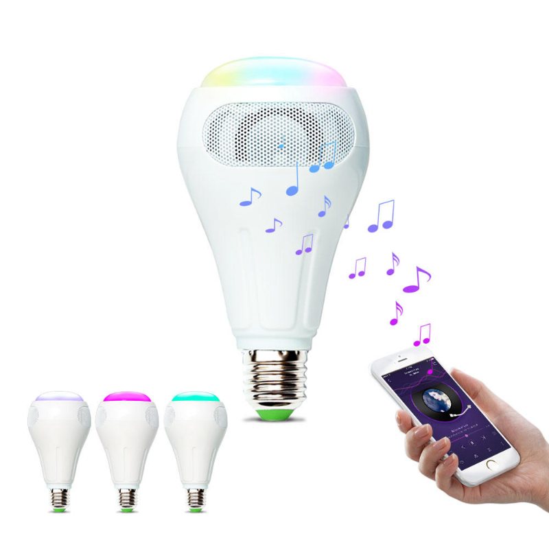 E27 12w Rgb+w+ww Smart Wifi App Styrning Led-lampa-högtalare Arbeta Med Alexa Ac110-240v