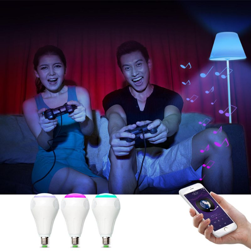 E27 12w Rgb+w+ww Smart Wifi App Styrning Led-lampa-högtalare Arbeta Med Alexa Ac110-240v