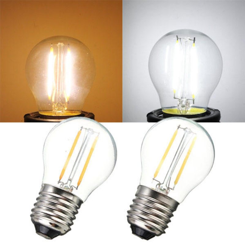 E27 2w Vit/varmvit Cob Led Filament Retro Edison-lampor 85-265v