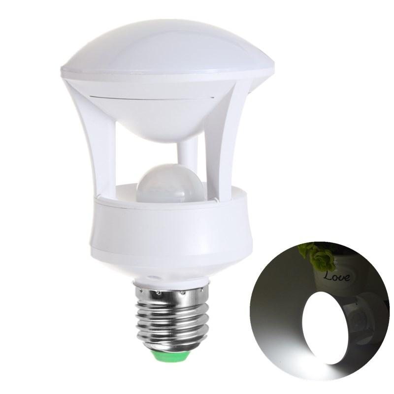 E27 6w 7w Smd5730 Pure White Varmvit Led Pir Infraröd Kroppsrörelsesensor Lampa Ac110-245v