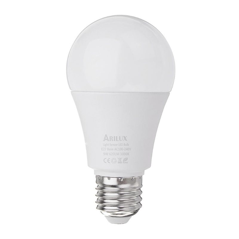 E27 A60 9w 620lm Varmvit Renvit Skymning Led Sensor Globe Glödlampa Ac100-240v