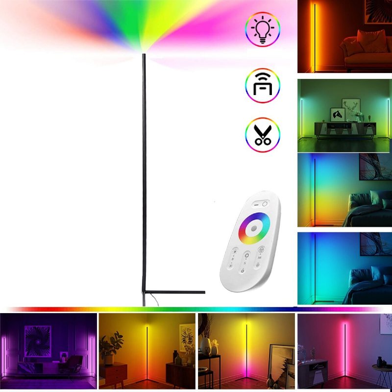 Färgglada 3000k Dimning Rgb Fjärrkontroll Led Golvlampor Svart Vit Golvlampa Modern