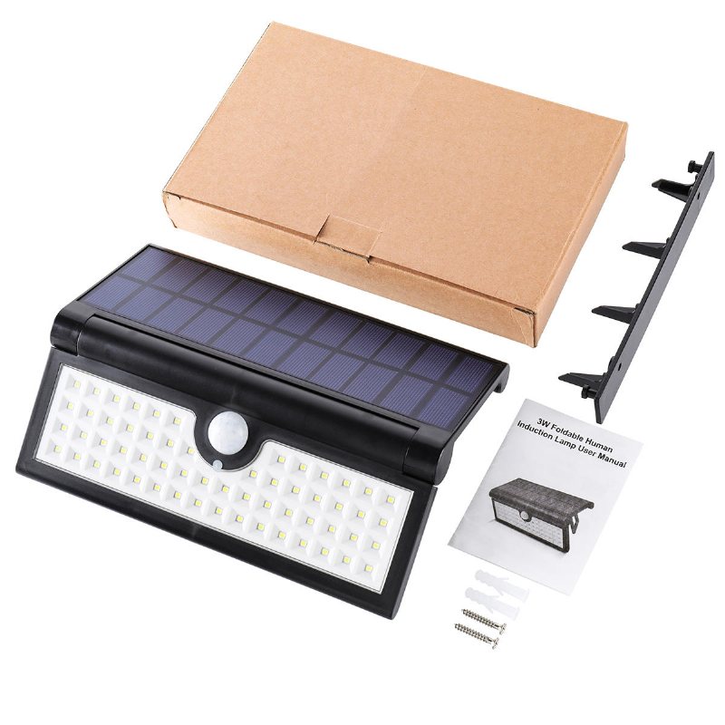 Glime 3w 58x Led-ljuskontroll & Mänsklig Induktionsfunktion Folding Solar Wall Work Light