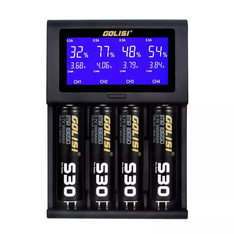 Golisi I4 Lcd-skärm Display Usb-laddning Intelligent 2a Snabb Batteriladdare Li-ion Nimh-batterier