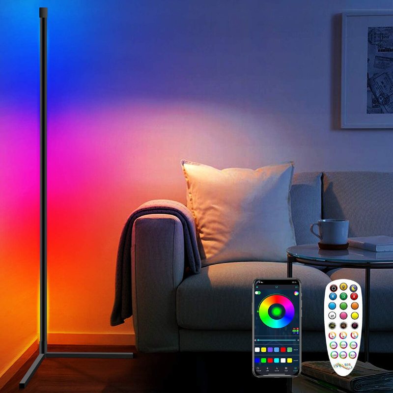 Hörngolvlampa Rgb Färgskiftande Hörnlampa Dimbar Led Bluetooth Ambient Light