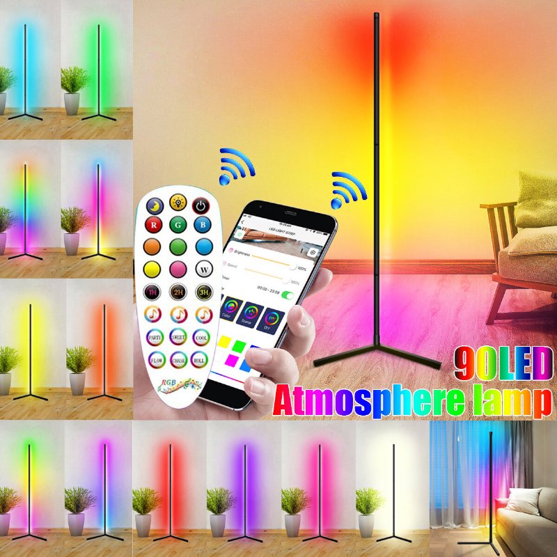 Hörngolvlampa Rgb Färgskiftande Hörnlampa Dimbar Led Bluetooth Ambient Light