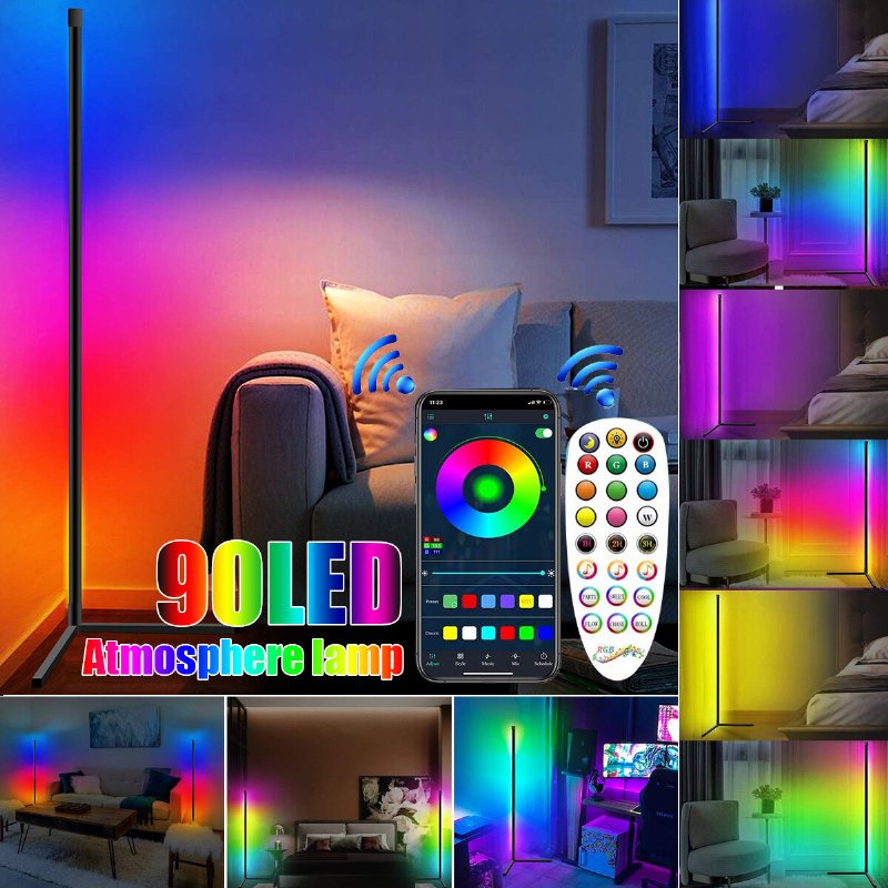 Hörngolvlampa Rgb Färgskiftande Hörnlampa Dimbar Led Bluetooth Ambient Light