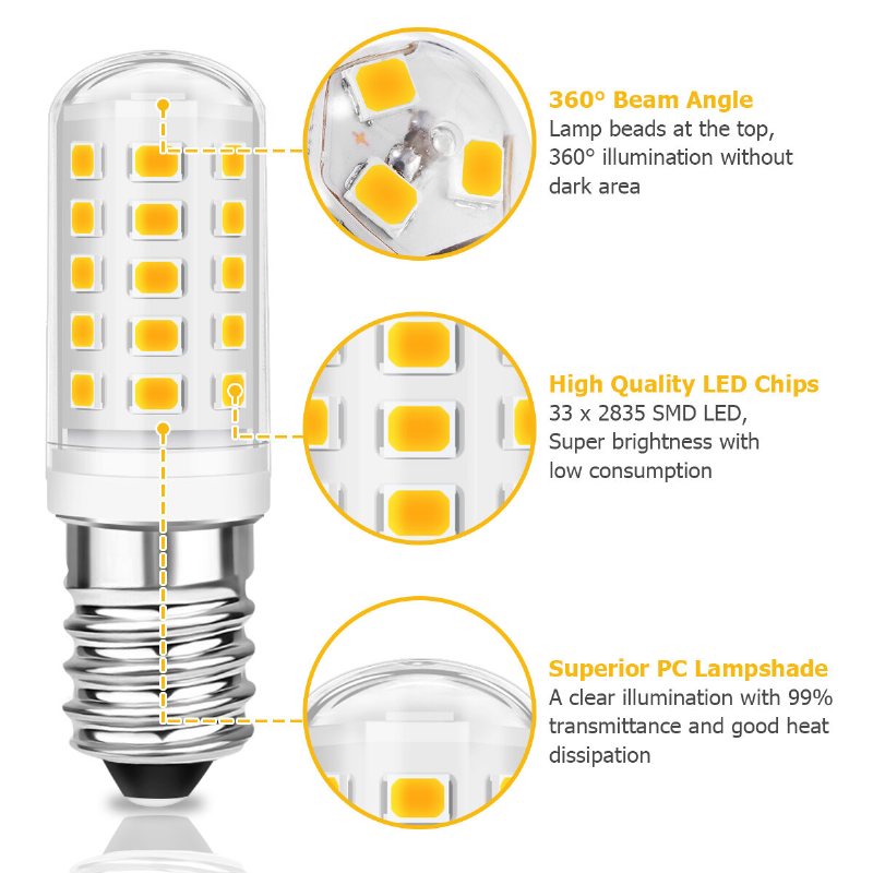 Kingso 5pcs Ac 230v 5w 3000k E14 Led Majslampa Kapsellampa 360° Belysningslampa