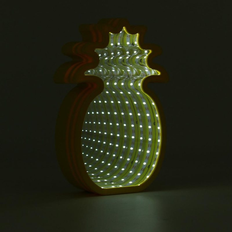 Kreativ Söt Ananas Spegellampa Led Tunnel Nattljus För Barn Atmosfärsljus Vit/varm Vit