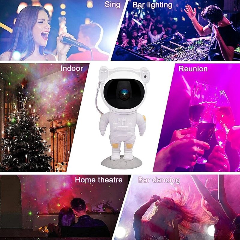 Led Creative Astronaut Galaxy Projektorlampa Gypsophila Projection Starry Night Light För Barn Heminredning