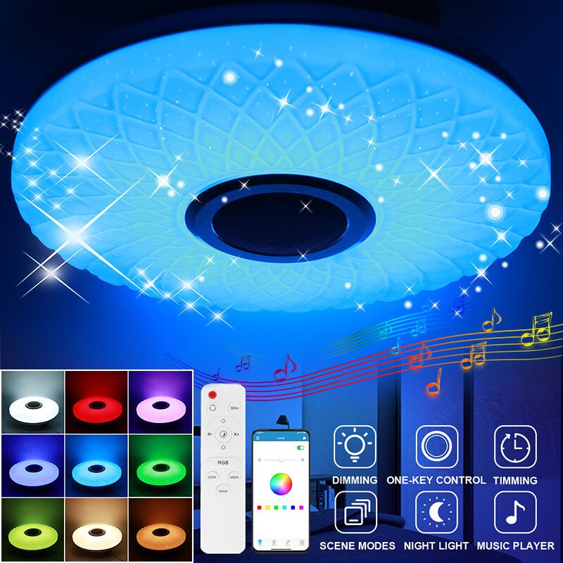 Led Rgb Musik Taklampa Bluetooth App+fjärrkontroll Barnrum Sovrum