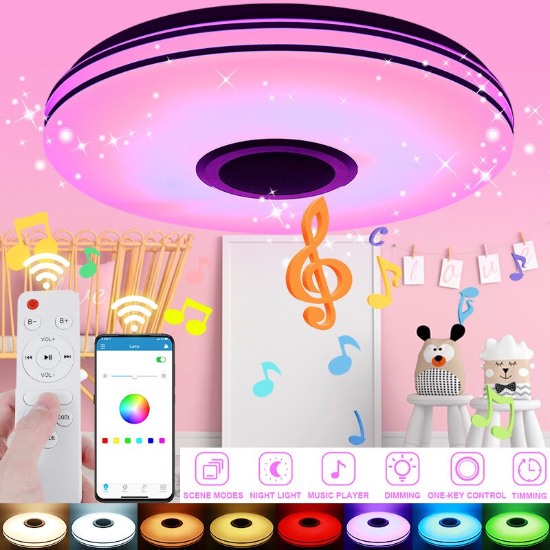 Led Rgb Musik Taklampa Bluetooth App+fjärrkontroll Barnrum Sovrum