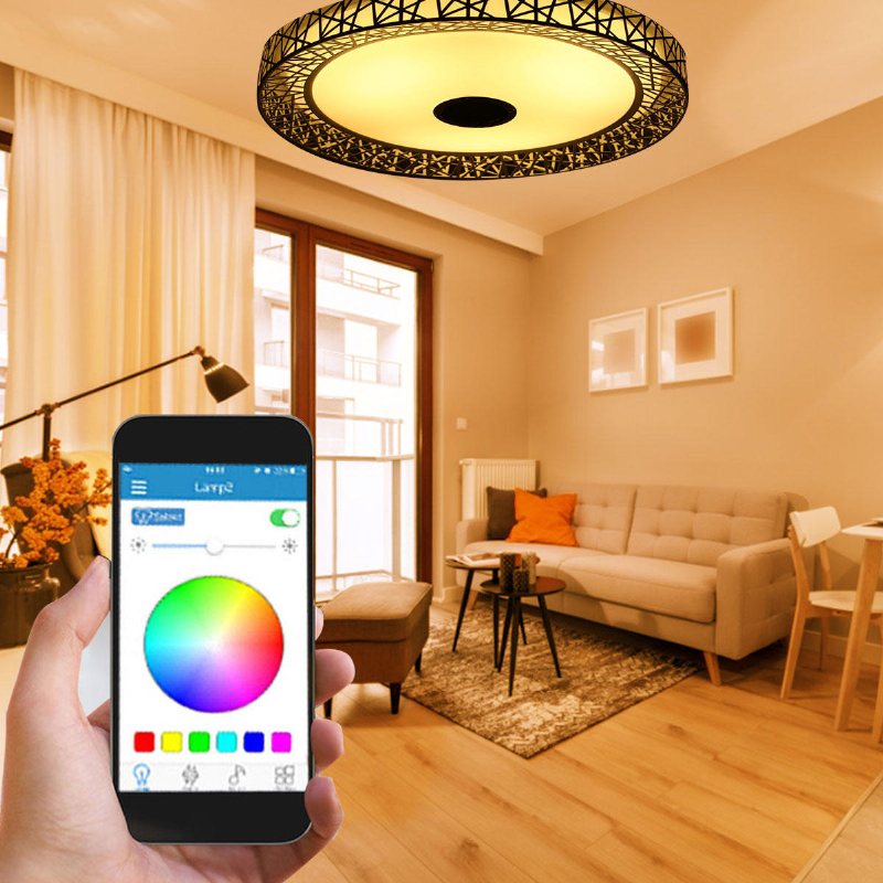 Led Rgb Takljus Bluetooth Ljudlampa App Fjärrkontroll 100-240v