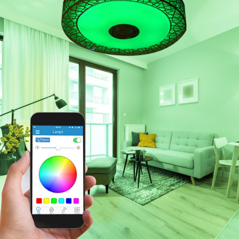 Led Rgb Takljus Bluetooth Ljudlampa App Fjärrkontroll 100-240v