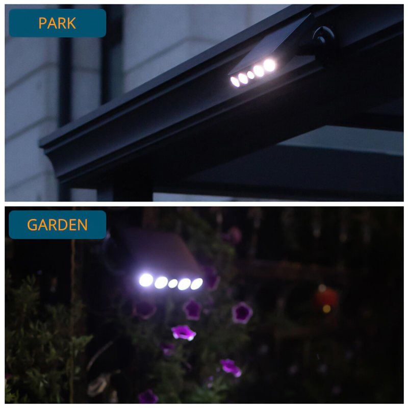 Led-soldriven Vägglampa Ip65 Vattentät Utomhus Trädgårdslampa Pir Människokroppens Rörelsesensor Med Fäste För Vägbelysning