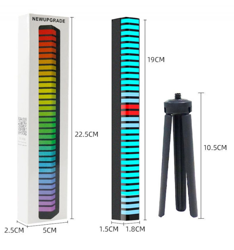 Ljudkontroll 3d Display Pickup Rytm Ljus Rgb Musik Ambient Led Nattljus Bar App Styr Bil Atmosfär Färgglad Rörlampa