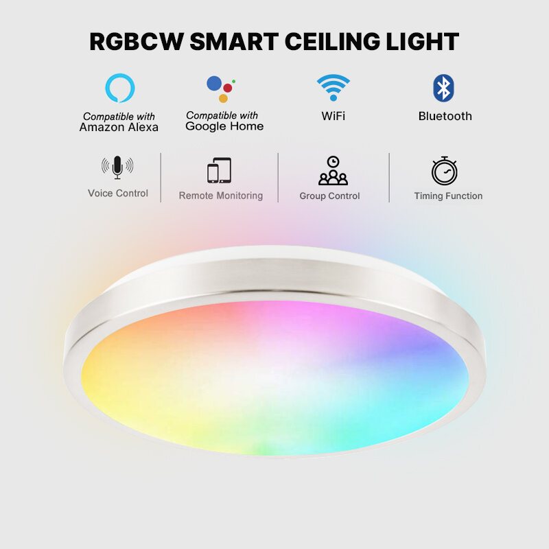 Lllinkin Sr01 15w/20w Rgb Dimbar Wifi Smart Led-takljus App-kontroll Röststyrning Fungerar Med Alexa Google Assistant Tuya