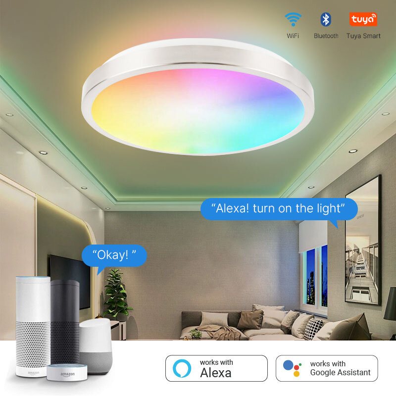 Lllinkin Sr01 15w/20w Rgb Dimbar Wifi Smart Led-takljus App-kontroll Röststyrning Fungerar Med Alexa Google Assistant Tuya