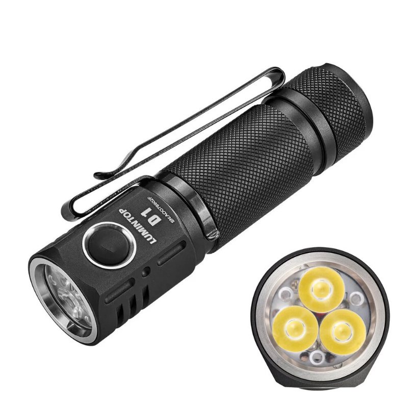 Lumintop D1 Triple Led 2000lm 180m Tir-lins Edc-ficklampa Med Lång Räckvidd Vattentät 18650 Compact Mini Torch Porcket Light