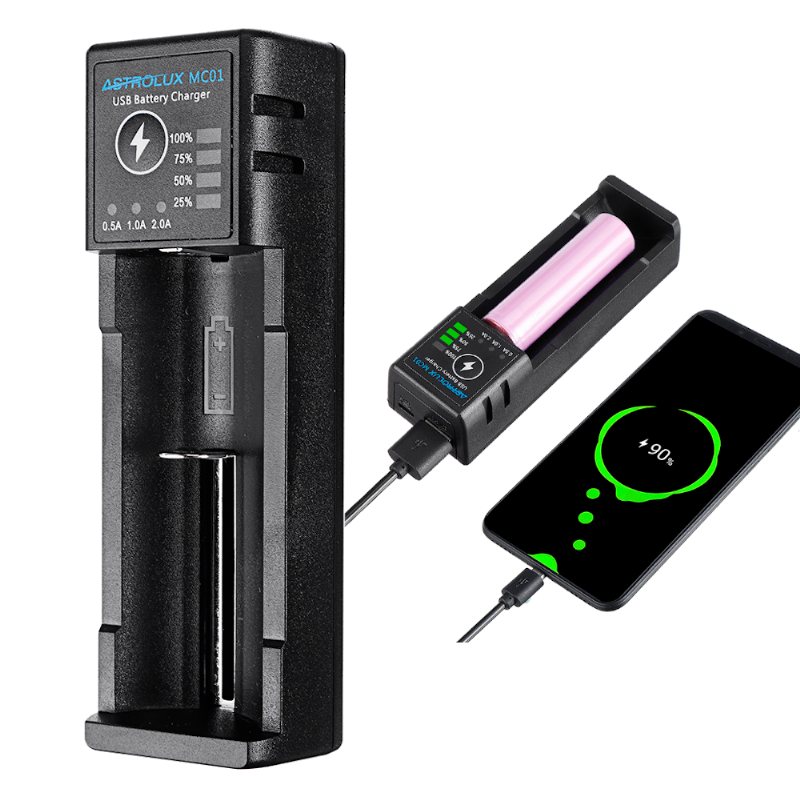 Mc01 2 In1 Usb Laddning Mini Batteriladdare Bärbar Mobiltelefon Power Bank Aktuell Tillvalsladdare För 18650 21700 26650 14500 Li-ion Batteri