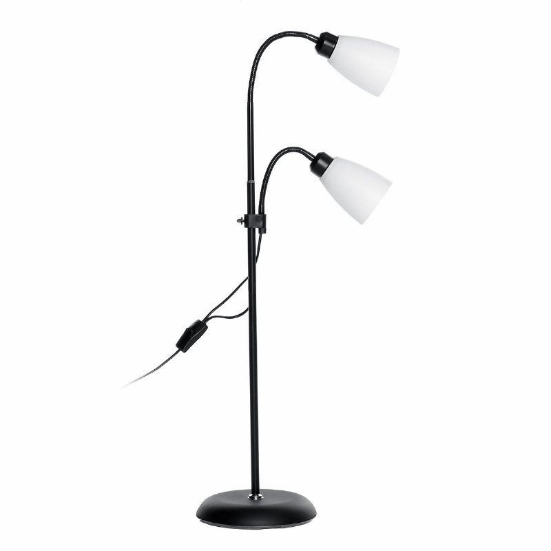 Modern Golvlampa Dubbelhuvud Läsbordslampa Justerbar Lampskärm Hem Ac220v