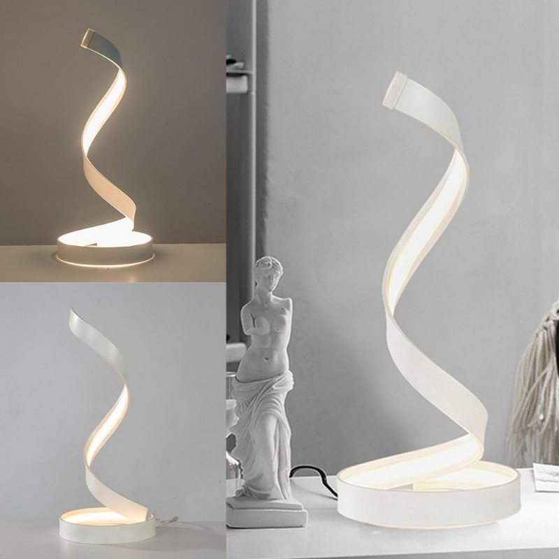 Modern Led-ljus Sängbordslampa Spiral Kreativ Design Böjd Varmvit