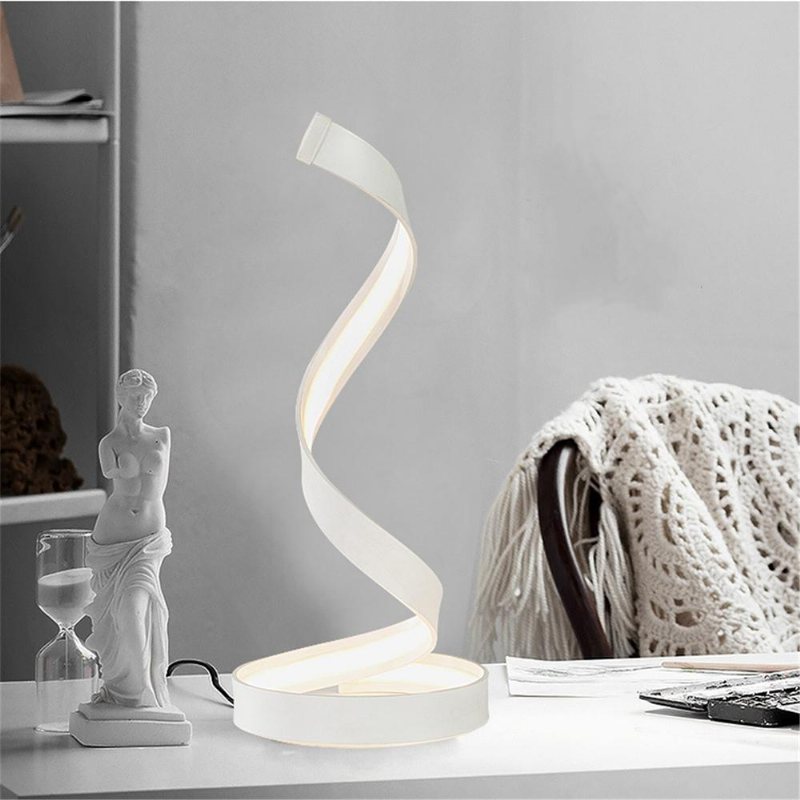 Modern Led-ljus Sängbordslampa Spiral Kreativ Design Böjd Varmvit