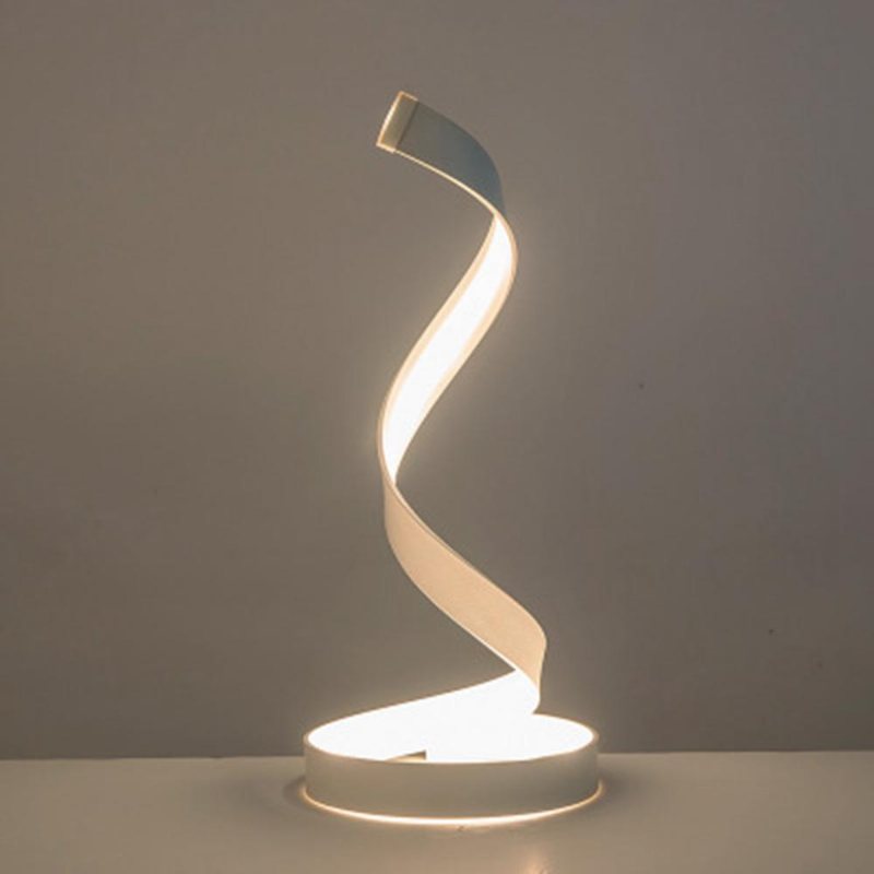 Modern Led-ljus Sängbordslampa Spiral Kreativ Design Böjd Varmvit