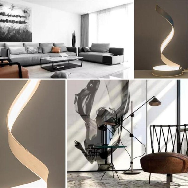 Modern Led-ljus Sängbordslampa Spiral Kreativ Design Böjd Varmvit